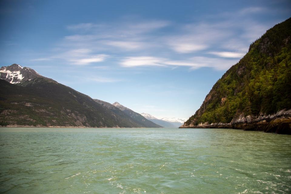 Snow-capped mountains and turquoise waters in Haines (Radhika Aligh)