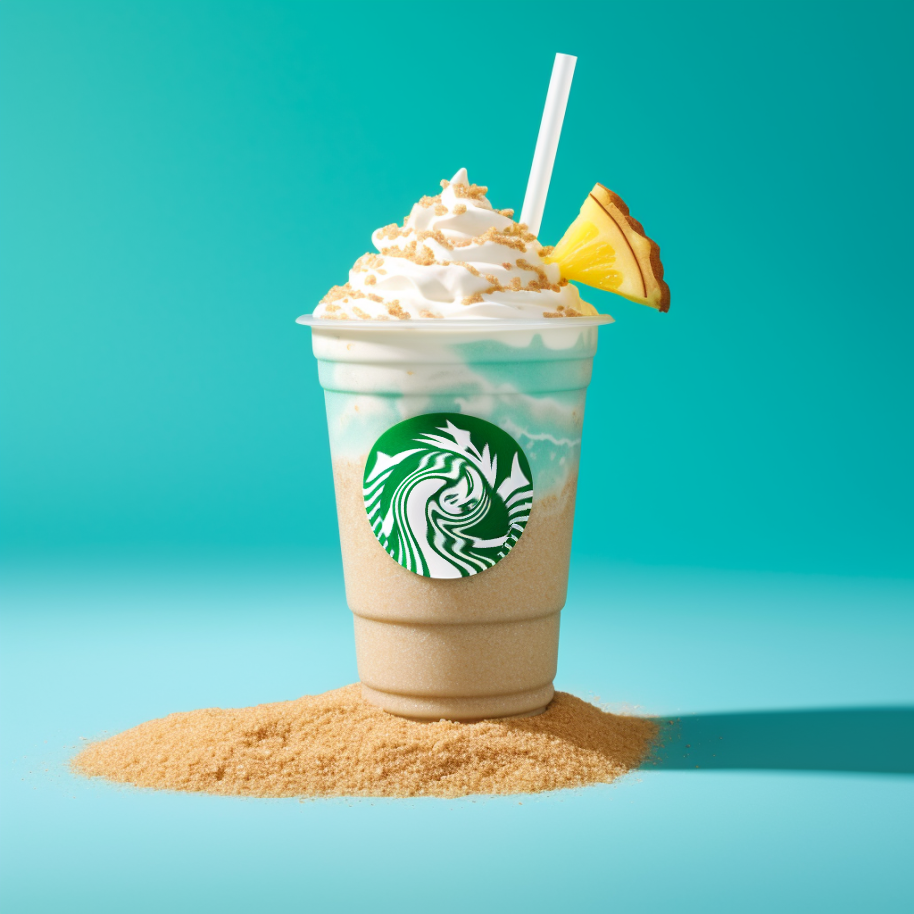 pineapple and coconut-flavored "seaside sip" frappuccino