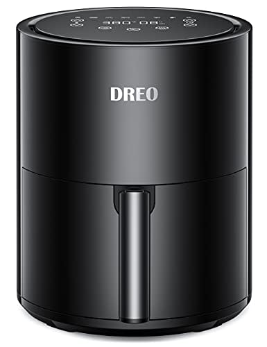 Dreo Air Fryer - 100&#x002109; to 450&#x002109;, 4 Quart Hot Oven Cooker with 50 Recipes, 9 Cooking Functions on Easy Touch Screen, Preheat, Shake Reminder, 9-in-1 Digital Airfryer, Black, 4L (DR-KAF002)