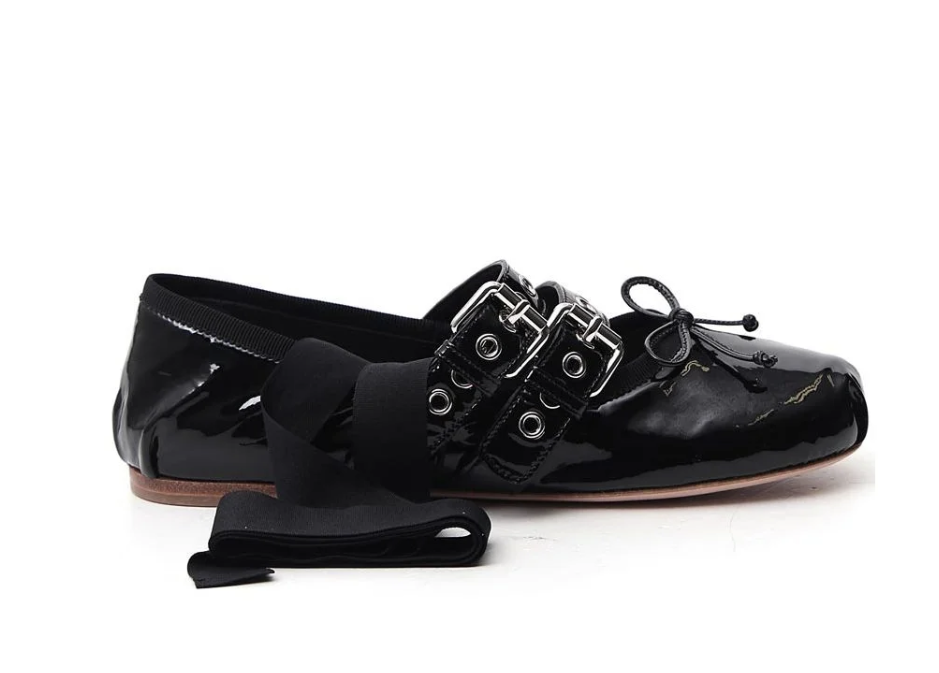 Miu Miu Belt Detailed Ballerina Flats.