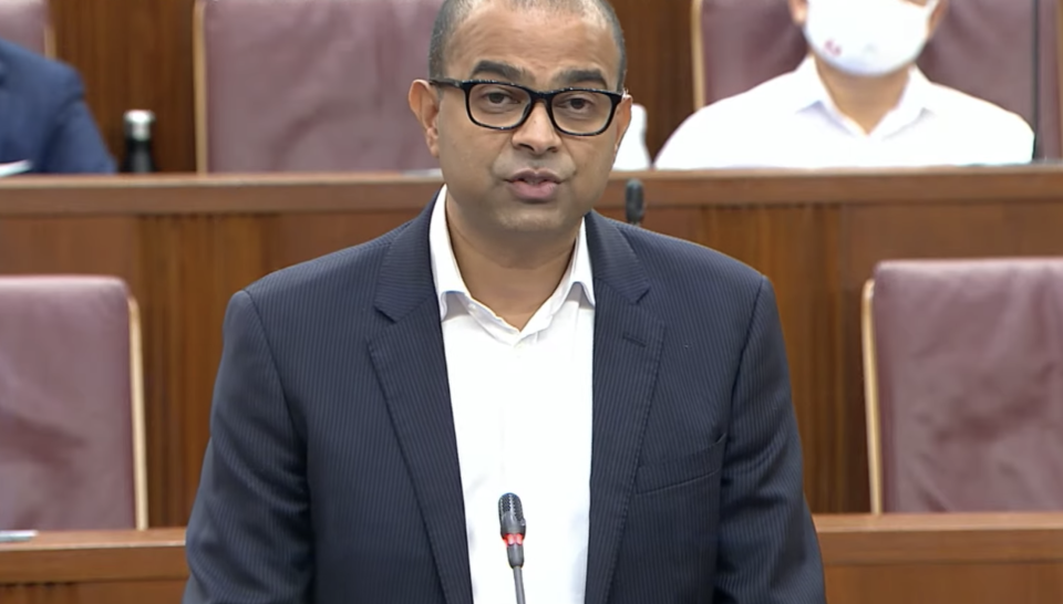 Senior Minister of State for Communications and Information, and Health Janil Puthucheary addresses Parliament on Monday, 1 February 2021. (SCREENCAP: Ministry of Communications and Information/YouTube)