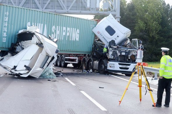 A14 lorry crash