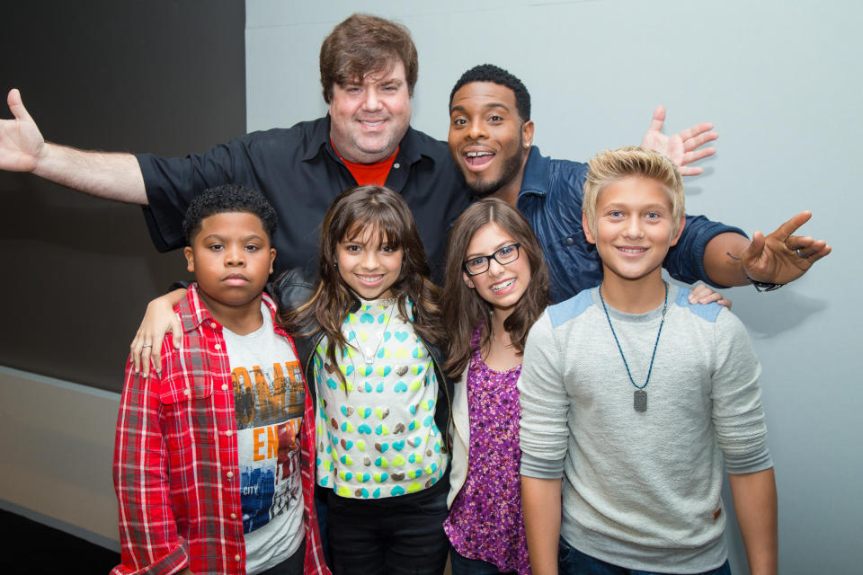 Dan Schneider with Kel Mitchell and kids