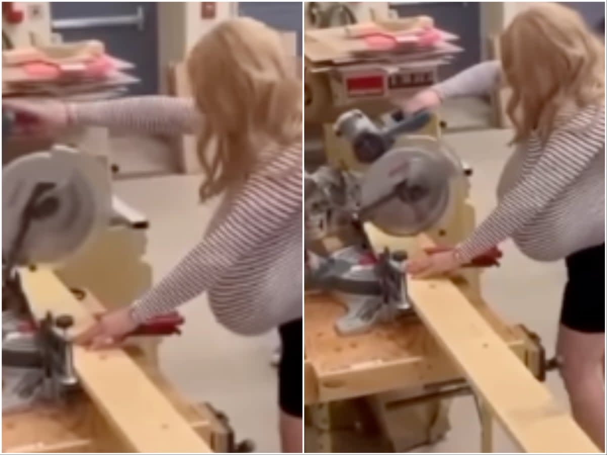 Kayla Lemieux in shop class at Oakville Trafalgar High School in Ontario (Screenshot / YouTube / Toronto Sun)