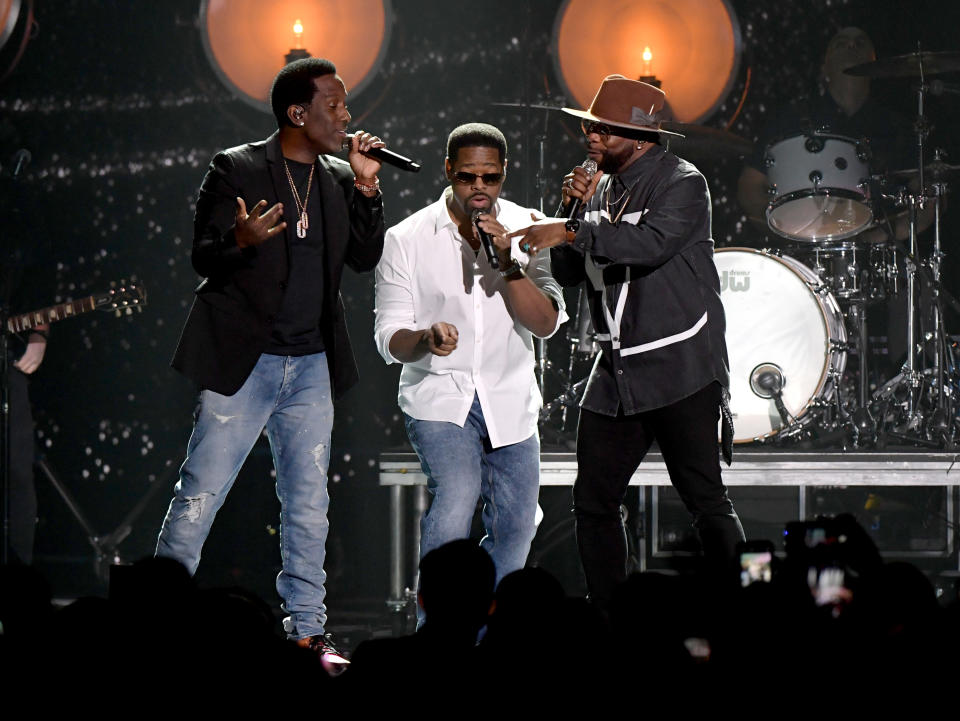 (L-R) Shawn Stockman, Nathan Morris and Wanya Morris of Boyz II Men