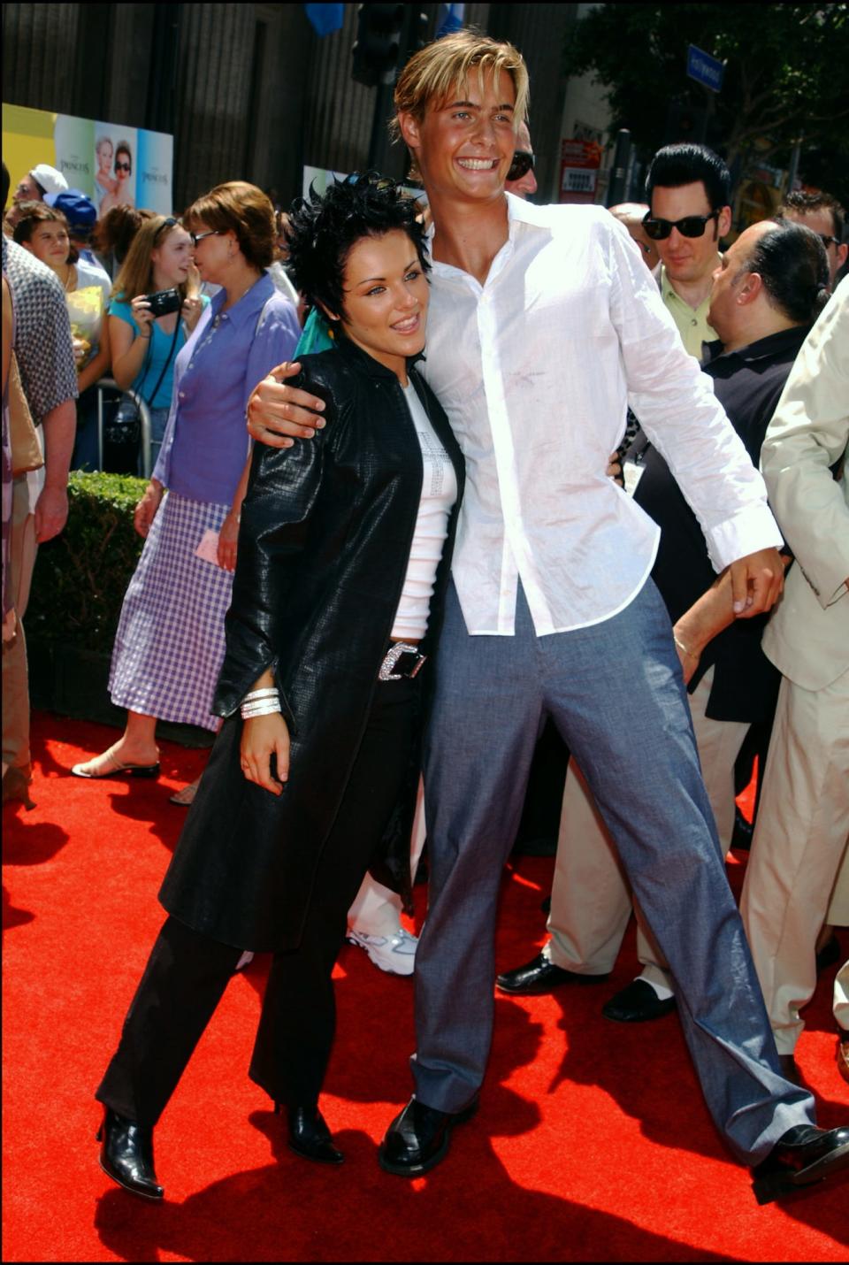 Erik von Detten and Crystal Harris at the premiere in Hollywood, California, on July 29, 2001.