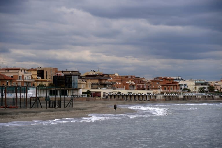Ostia Lido in Ostia, on the outskirts of Rome,under gloomy skies on Friday