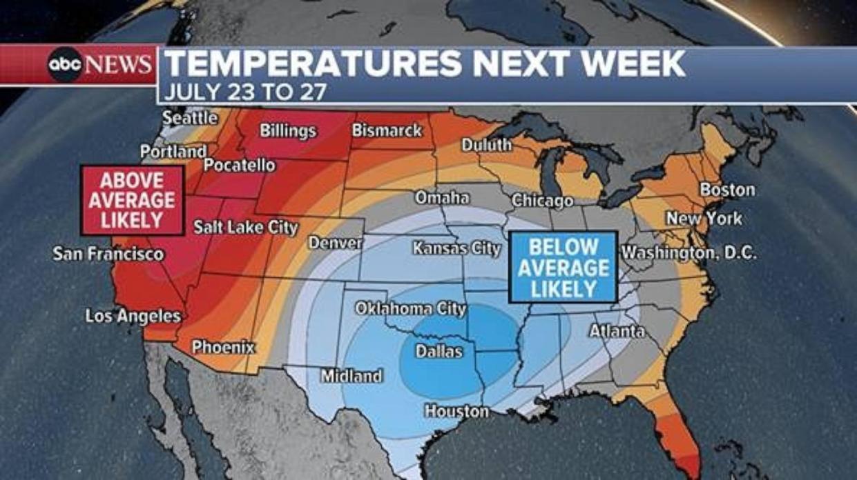 PHOTO: Temperatures next week.  (ABC News)