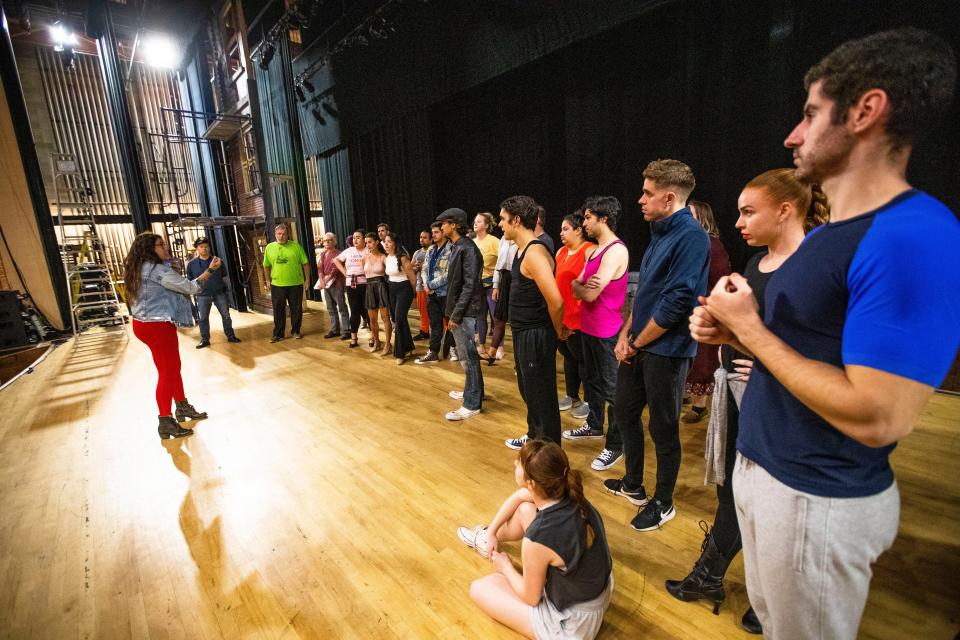 Director Leah Tirado leads a rehearsal for South Bend Civic Theatre’s production of “West Side Story” Monday, Oct. 3, 2022, at the Morris Performing Arts Center in South Bend.