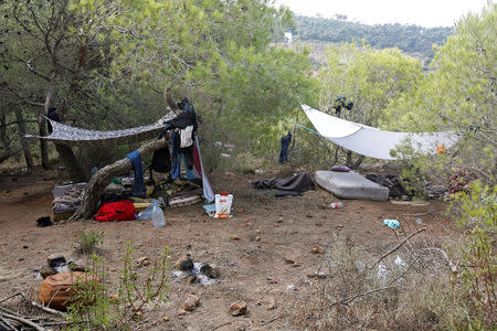 A makeshift camp is seen in a hiding place in the Moroccan mountains near the city of Tangier, Morocco September 6, 2018. REUTERS/Youssef Boudlal