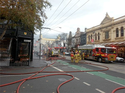 Fire breaks out in Chapel Street. Photo: @epicurean3006 Twitter