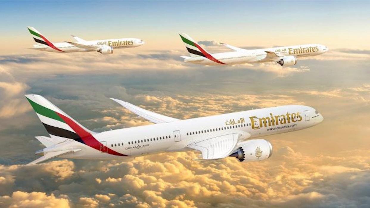 Emirates Boeing 777X and Boeing 787 rendering.