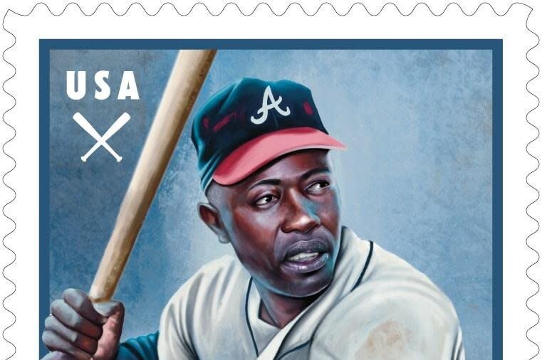 Henry “Hank” Aaron, one of the greatest players in the history of Major League Baseball will now be immortalized on a stamp to be issued next month, the U.S. Postal Service confirmed Friday. Photo courtesy of U.S. Postal Service