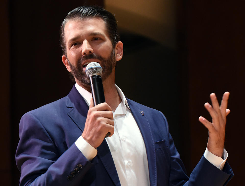 Donald Trump Jr. erhält eine Antwort, die sich gewaschen hat. (Bild: Paul Hennessy/SOPA Images/LightRocket via Getty Images)