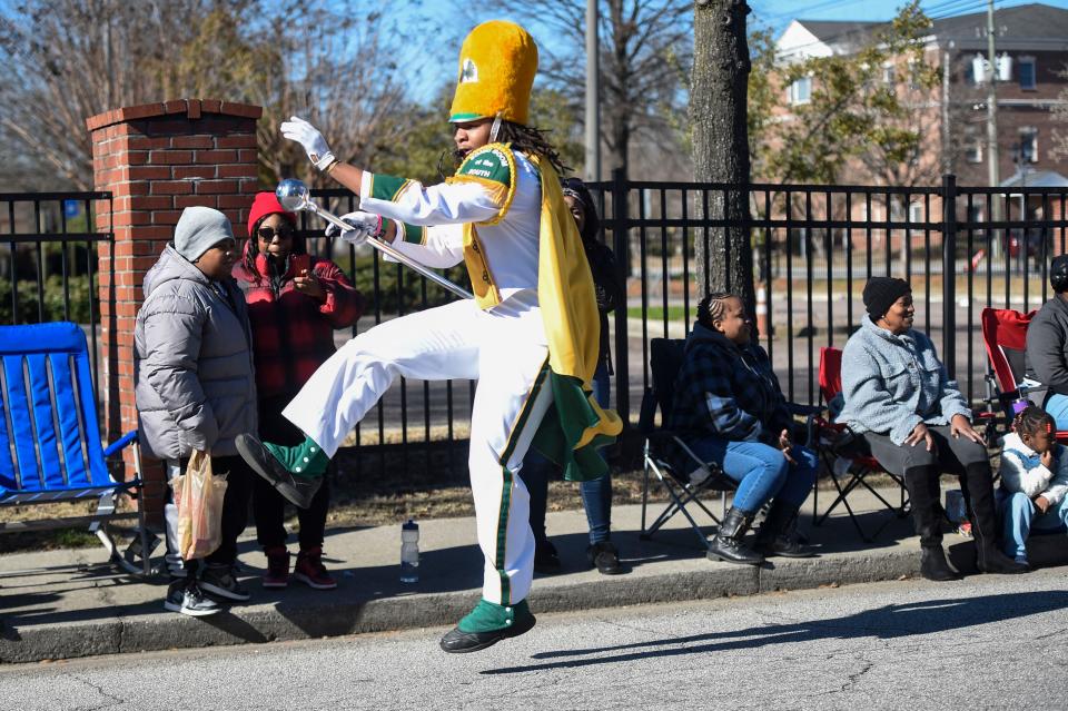 FILE - The T.W. Josey High School marching band, The Sonic Boom of the South, performs in Augusta's MLK Parade in downtown Augusta on Saturday, Jan. 14, 2023. The parade will return on Saturday.