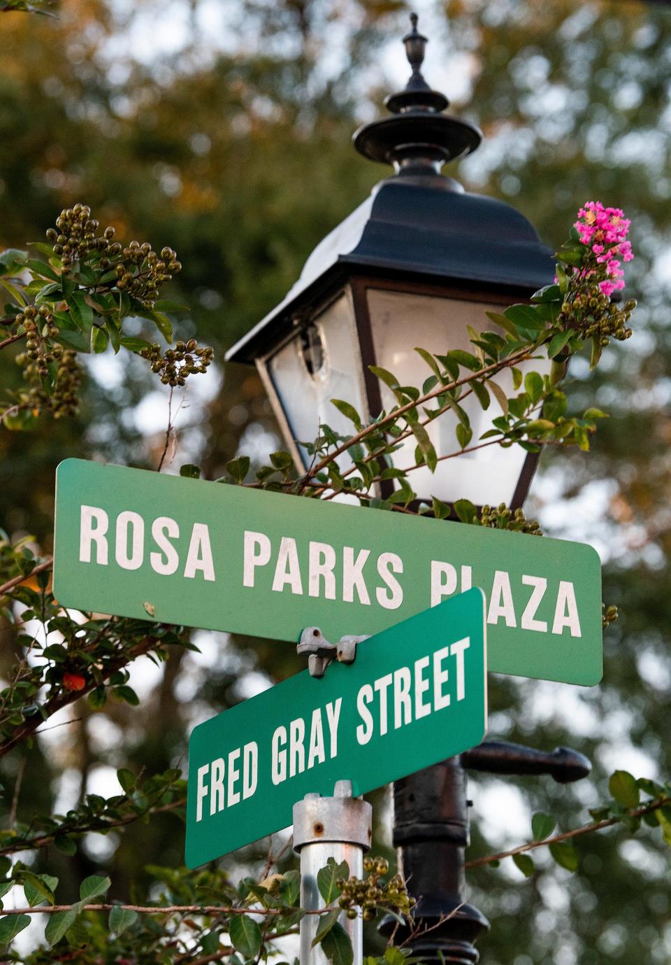 Rosa Parks Plaza and Fred Gray Street in Tuskegee, Ala., on Friday October 2, 2020.