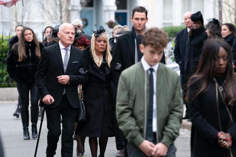 Past residents of Walford pay their last respects (Jack Barnes / Kieron McCarron / BBC / PA Wire)