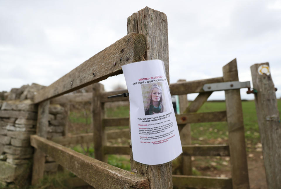 A missing persons poster for Gaia Pope (PA Images)