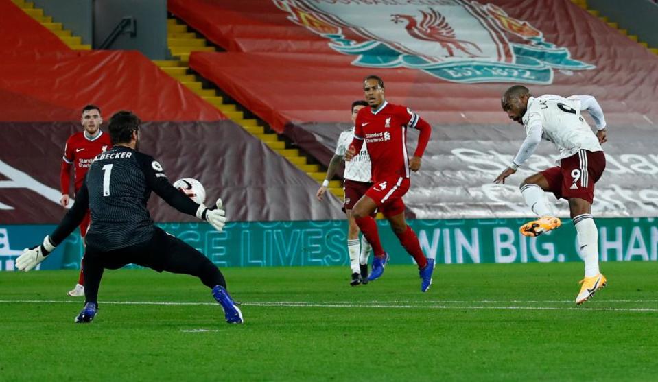 Alisson saves from Alexandre Lacazette to deny Arsenal an equaliser on Monday after space was found behind Liverpool’s defence.