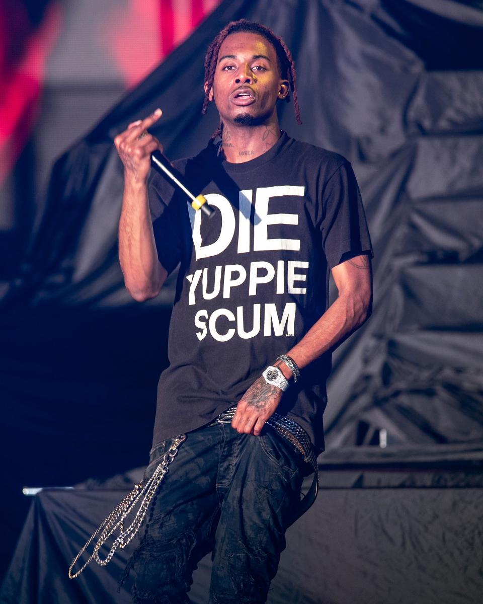 Playboi Carti lets his shirt do the talking.