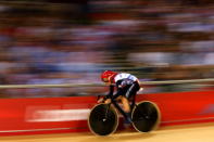 LONDON, ENGLAND - AUGUST 06: Laura Trott of Great Britain competes in the Women's Omnium Track Cycling Flying Lap 250m Time Trial on Day 10 of the London 2012 Olympic Games at Velodrome on August 6, 2012 in London, England. (Photo by Bryn Lennon/Getty Images)