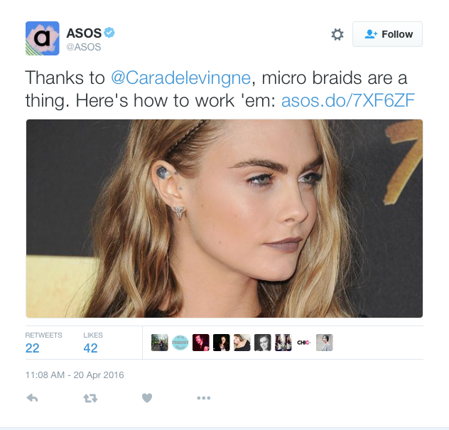 ASOS Thinks Cara Delevingne Started Micro Braids, Internet Cleverly Educates Them