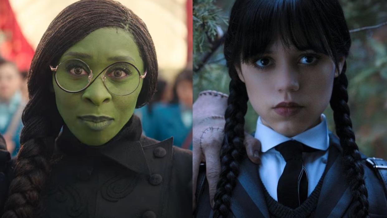  Elphaba and Wednesday side by side . 