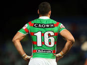 Rabbitohs fullback Greg Inglis wears McKinnon's number 16.