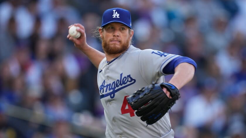 Los Angeles Dodgers relief pitcher Craig Kimbrel (46) in the ninth inning.