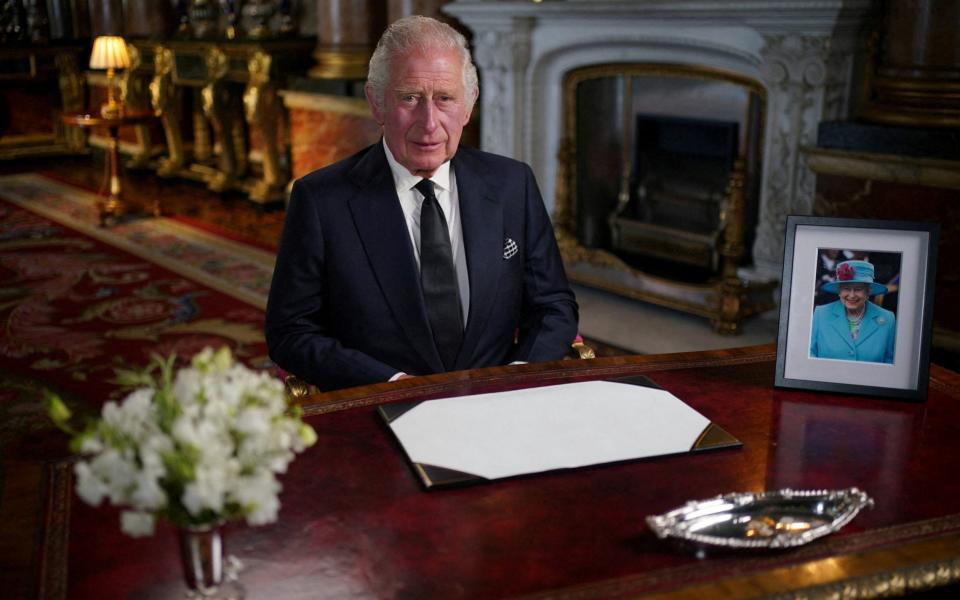  King Charles III delivers his address to the nation and the Commonwealth from Buckingham Palace, London -  Yui Mok/Pool via REUTERS