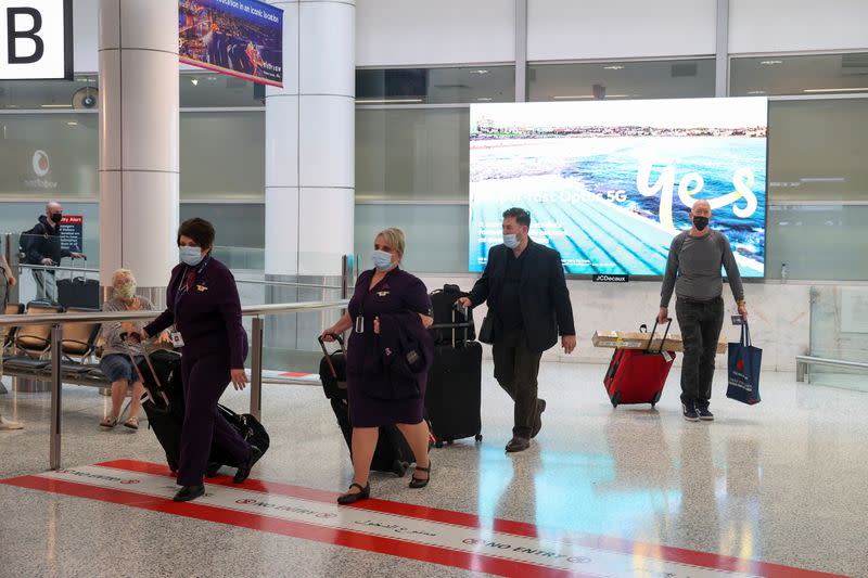 Arrivals at the international terminal at Sydney Airport as countries react to the new coronavirus Omicron variant