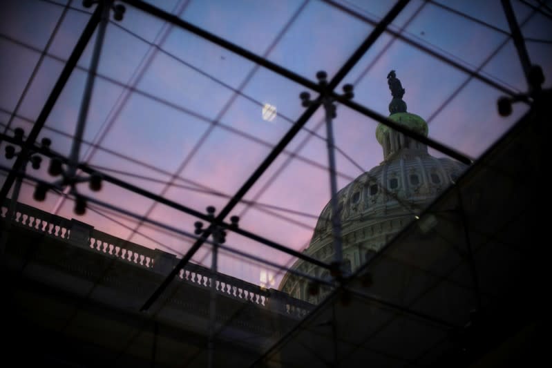 The U.S. Capitol dome is seen from the entrance to the House Intelligence Committee's SCIF during the closed-door deposition of David Holmes on Capitol Hill in Washington