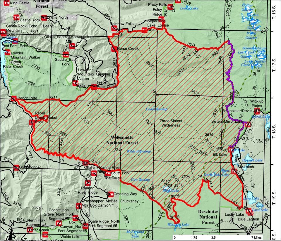 The Pete's Lake Fire closure includes a huge chunk of the Three Sisters Wilderness.