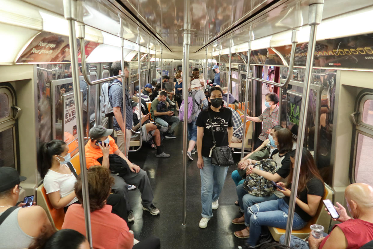 Subway riders in New York City