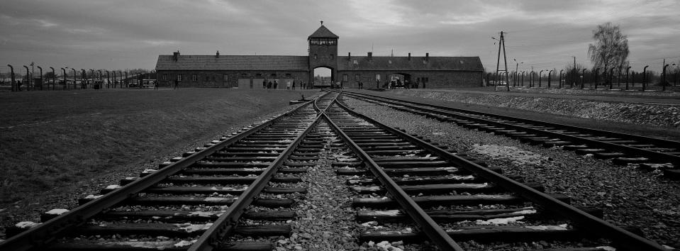 The railway tracks from where hundreds of thousands of people were directed to the gas chambers to be murdered, inside the former Nazi death camp of Auschwitz Birkenau or Auschwitz II, in Oswiecim, Poland, Saturday, Dec. 7, 2019. On January 27, 2020 _ 75 years after its liberation _ hundreds of survivors from across the world will come back to visit Auschwitz for the official anniversary commemorations. In advance of that, Associated Press photographer Markus Schreiber visited the site. Using a panoramic camera with analog film, he documented the remains of the camp in a series of haunting black and white photos. (AP Photo/Markus Schreiber)