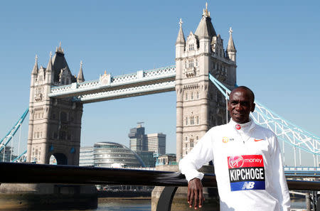 Athletics - London Marathon - Elite Men Press Conference - London, Britain - April 19, 2018 Kenya's Eliud Kipchoge poses for a photograph Action Images via Reuters/Peter Cziborra