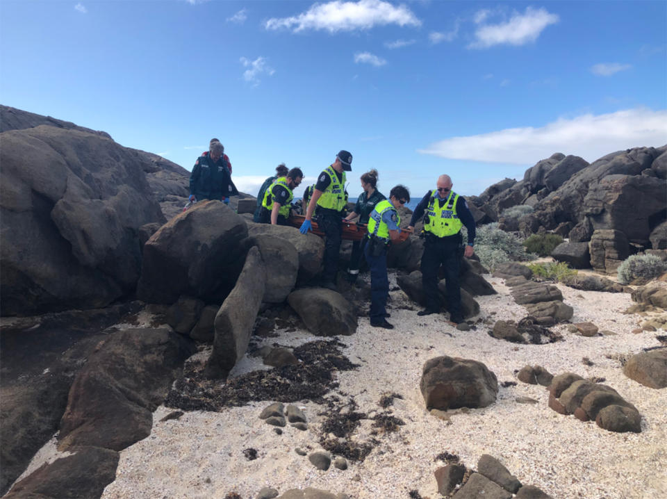 Police, ambulance and helicopter officers rescued the boy from near Yallingup, WA