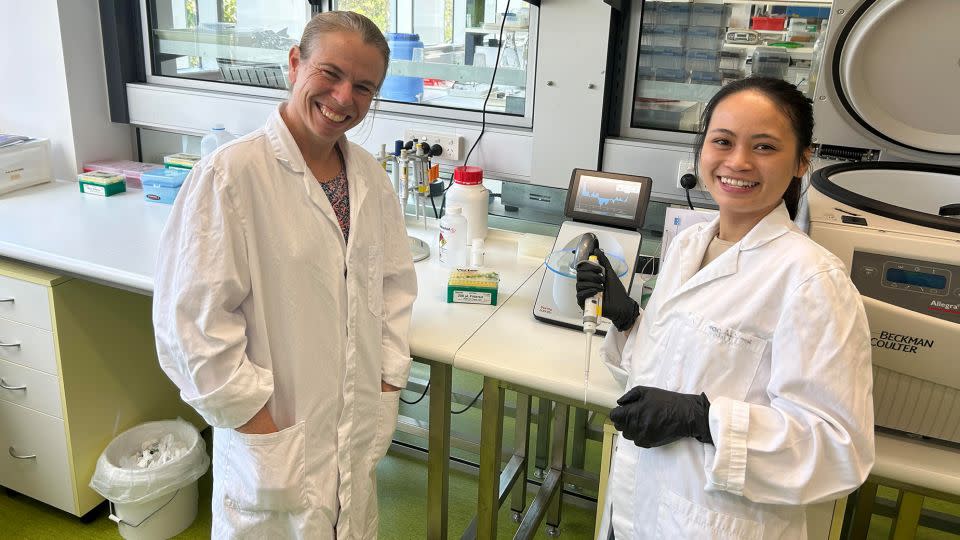 Sally Lau (right), a postdoctoral researcher at James Cook University in Australia, and Jan Strugnell, professor and director of the Center for Sustainable Tropical Fisheries and Aquaculture at James Cook University, lead the research.  -Joe Perkins