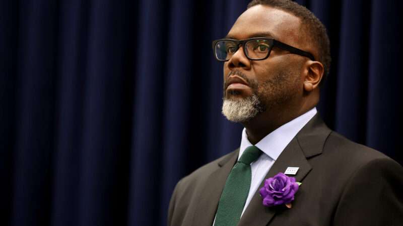 Mayor Brandon Johnson of Chicago, wearing a suit