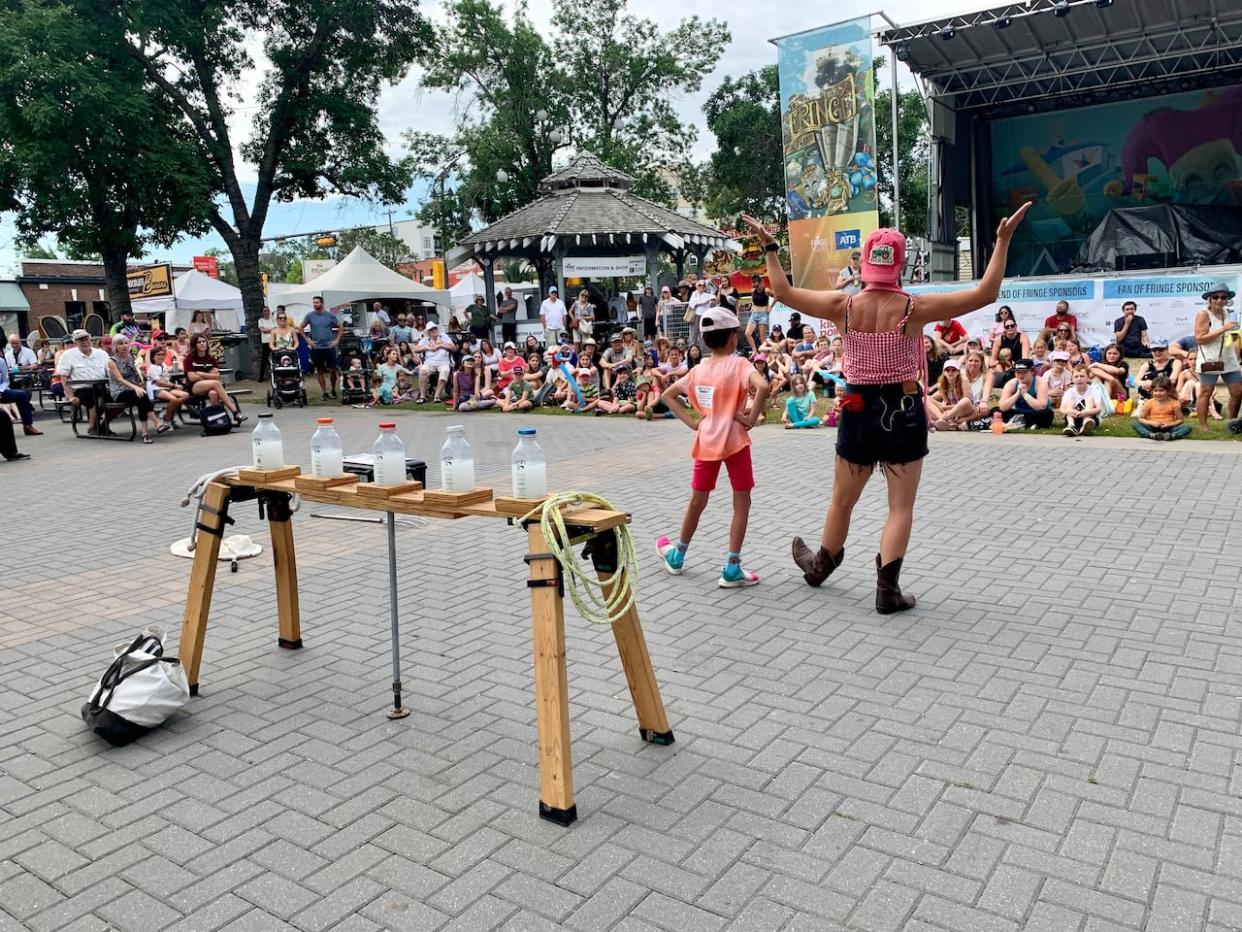 Organizers of the Edmonton Fringe are considering scaling back outdoor programming, which is offered for free to attendees. (Adrienne Lamb/CBC - image credit)