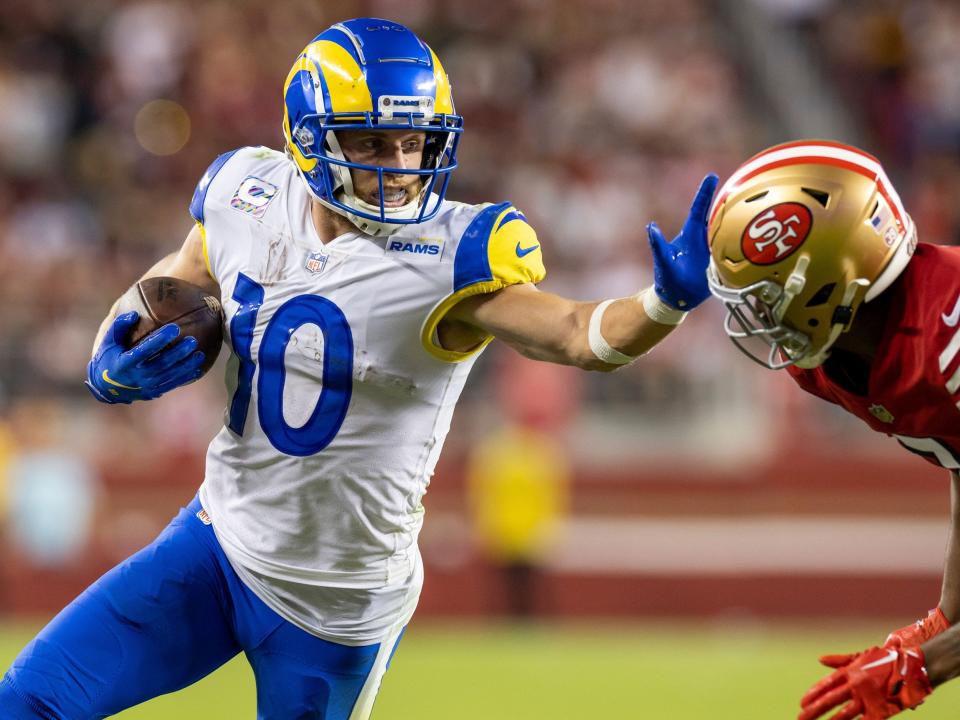 Cooper Kupp runs with the ball against the San Francisco 49ers.