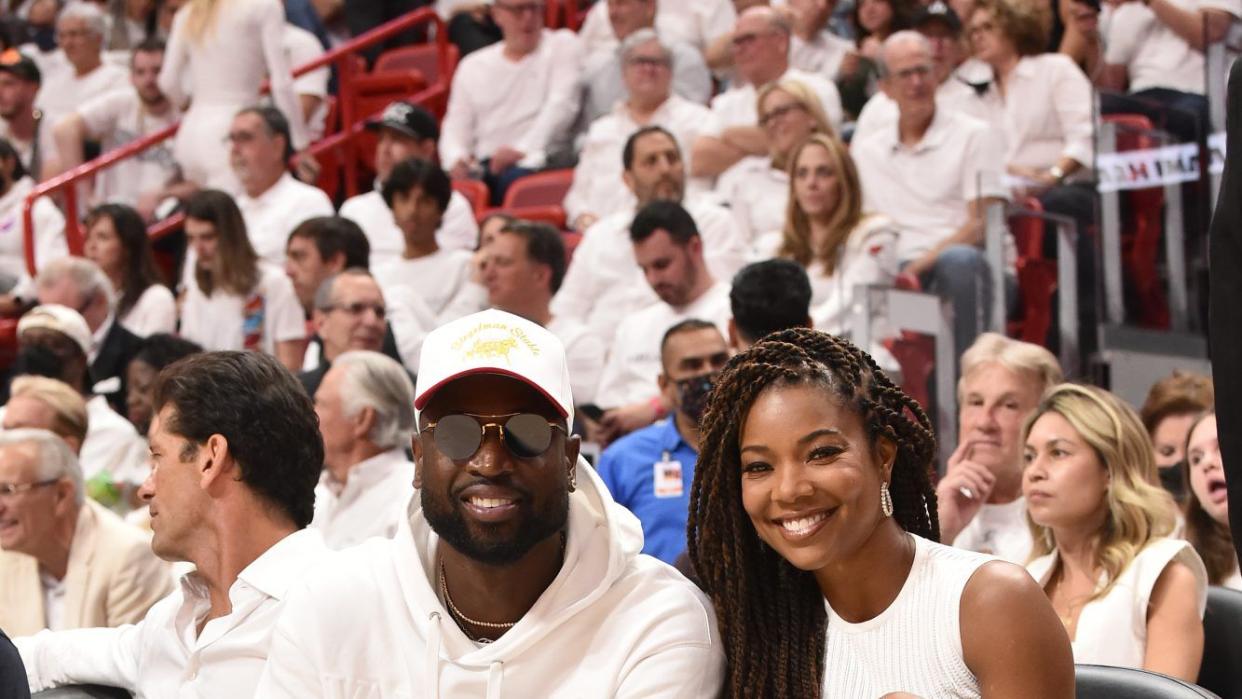 gabrielle union dwyane wade miami heat game