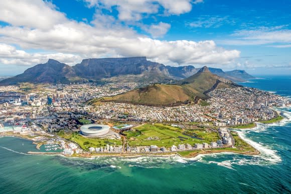 aerial photo of Cape Town South Africa