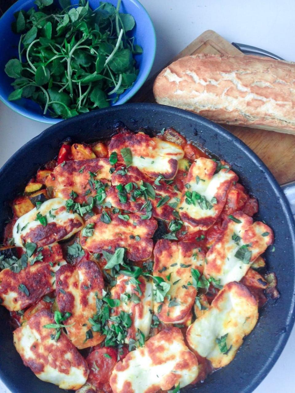 <p>Tomatoes and halloumi are one delicious flavour combination. </p><p>Get the <a href="https://thecookreport.co.uk/tomato-halloumi-bake/" rel="nofollow noopener" target="_blank" data-ylk="slk:Tomato and Halloumi Bake with Courgette;elm:context_link;itc:0;sec:content-canvas" class="link ">Tomato and Halloumi Bake with Courgette</a> recipe. </p><p>Recipe from <a href="https://thecookreport.co.uk/" rel="nofollow noopener" target="_blank" data-ylk="slk:The Cook Report;elm:context_link;itc:0;sec:content-canvas" class="link ">The Cook Report</a>.</p>