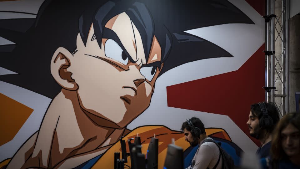 A Dragon Ball Z graphic seen at the NiceOne Barcelona Gaming & Digital Experiences Festival in 2019. - Paco Freire/Sipa/AP