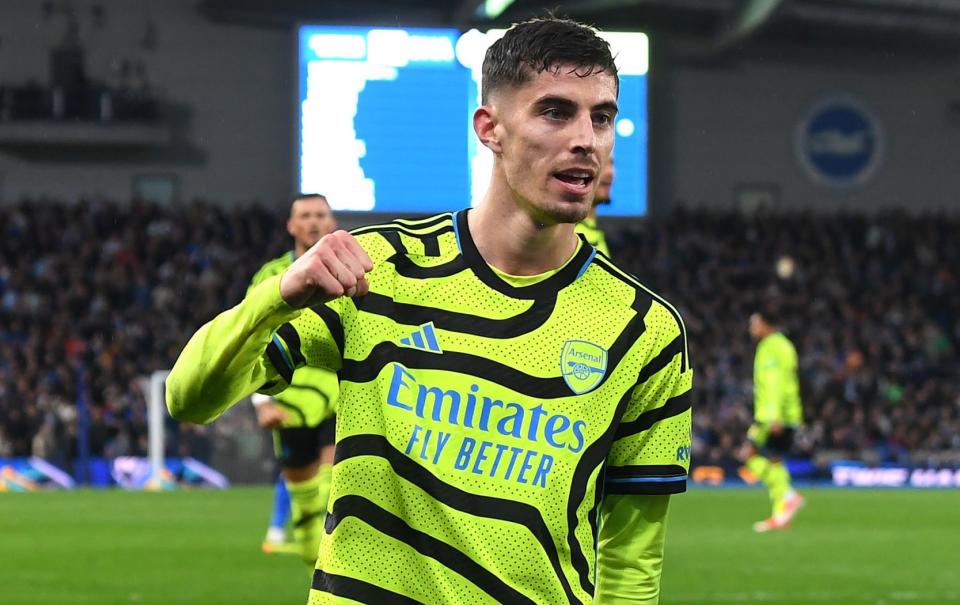 Kai Havertz celebrates scoring Arsenal's second goal