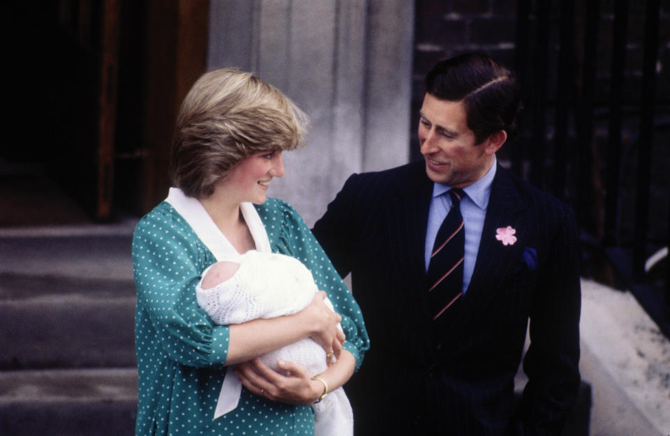 Princess Diana and Prince Charles debut Prince William outside the Lindo Wing in 1982. <i>(Getty Images)</i>