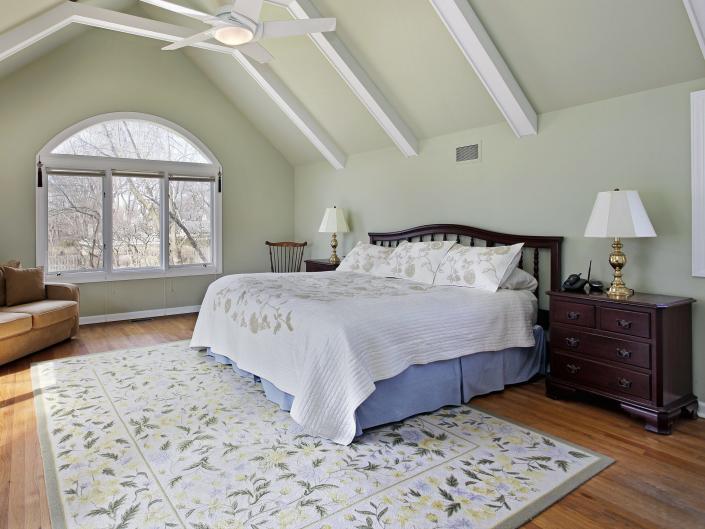 bedroom sloped angled ceiling small rug