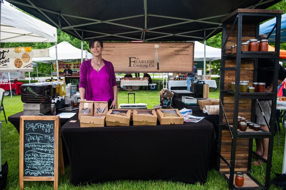 Jodie Rocchio, owner of the The Fearless Cooking Company, stands for a portrait at the Goshen Farmers Market in Goshen, NY on Friday, May 20, 2022. KELLY MARSH/FOR THE TIMES HERALD-RECORD