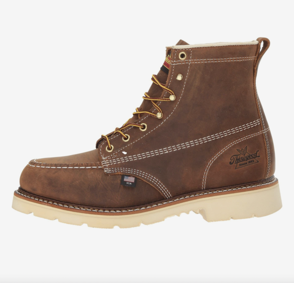 <p><a href="https://go.redirectingat.com?id=74968X1596630&url=https%3A%2F%2Fwww.zappos.com%2Fp%2Fthorogood-american-heritage-6-steel-toe-brown-crazy-horse%2Fproduct%2F8909735&sref=https%3A%2F%2Fwww.esquire.com%2Fstyle%2Fmens-fashion%2Fg12486892%2Fbest-work-boots-men%2F" rel="nofollow noopener" target="_blank" data-ylk="slk:Shop Now;elm:context_link;itc:0;sec:content-canvas" class="link ">Shop Now</a></p><p>American Heritage Steel Toe Boots</p><p>zappos.com</p><p>$255.00</p>